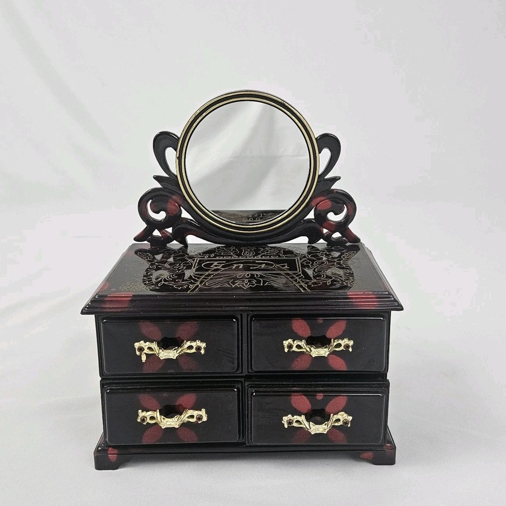 Vintage Musical Ballerina Jewelry Box Dresser Chest of Drawers With Mirror MCM